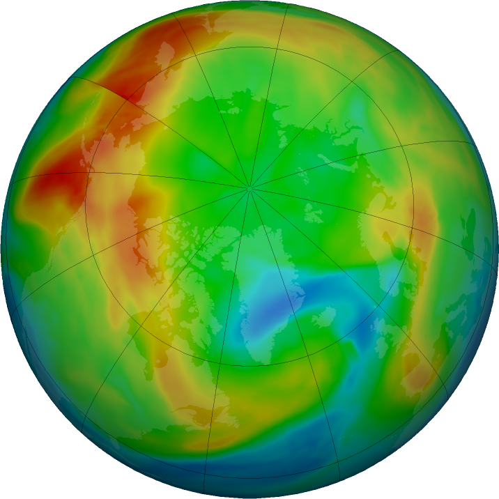 Arctic ozone map for 07 January 2018